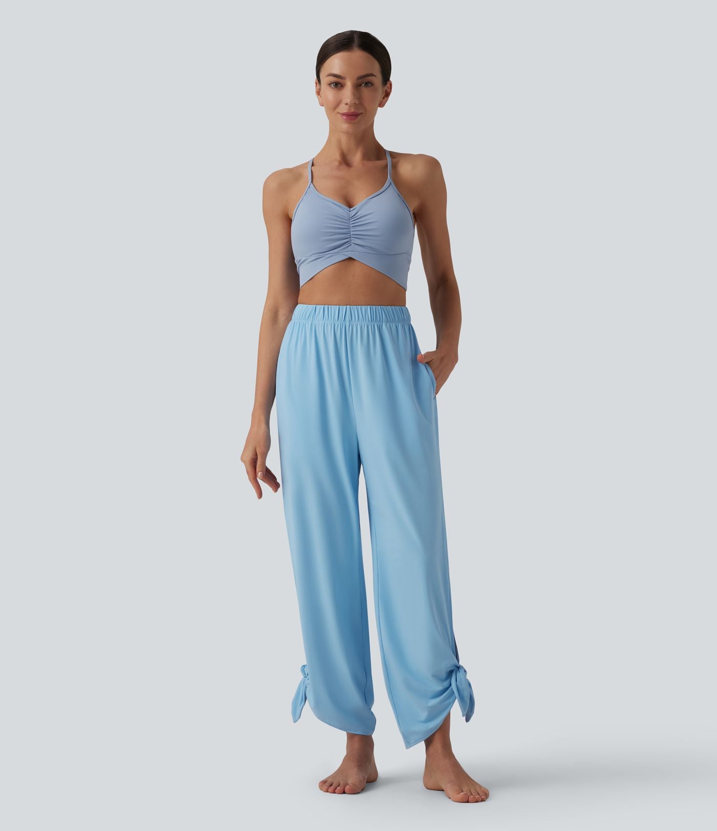 Jogging de yoga taille haute effet frais InstantCool liens sur les côtés avec poches, protection solaire UPF50+