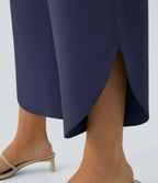 Breezeful™ Pantalon Fluide Vacances Séchage Rapide Taille Haute Croisée Poches Latérales Plissées Fente