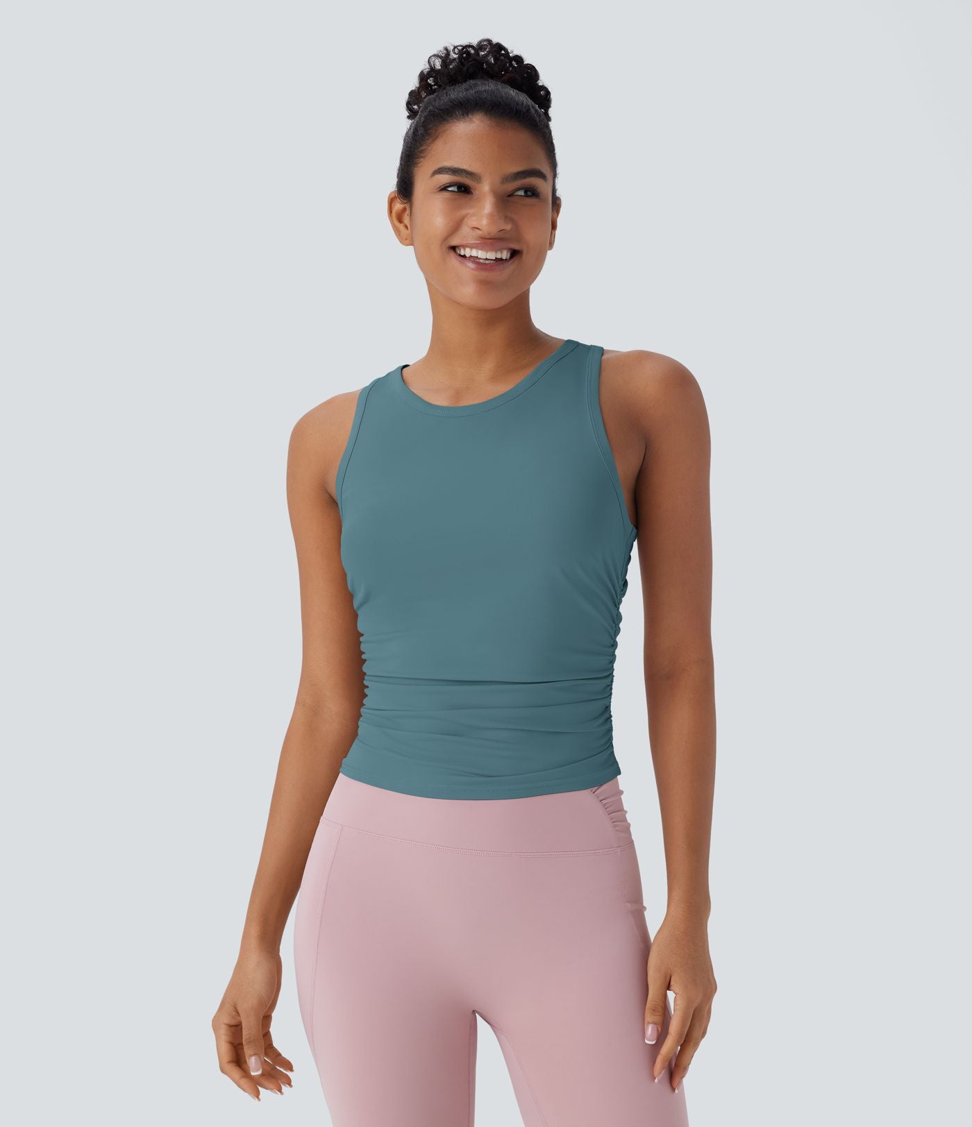 Débardeur de yoga dos nageur froncé col rond