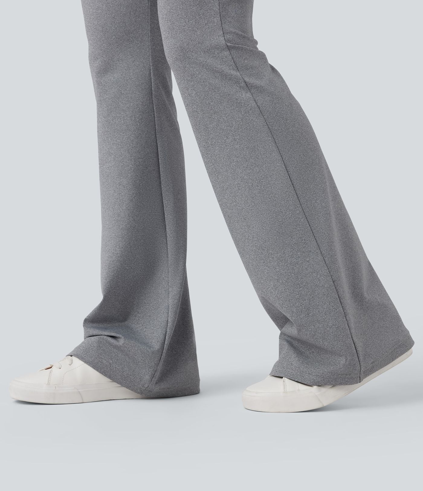 Pantalon casual bootcut taille mi-haute à ceinture repliable