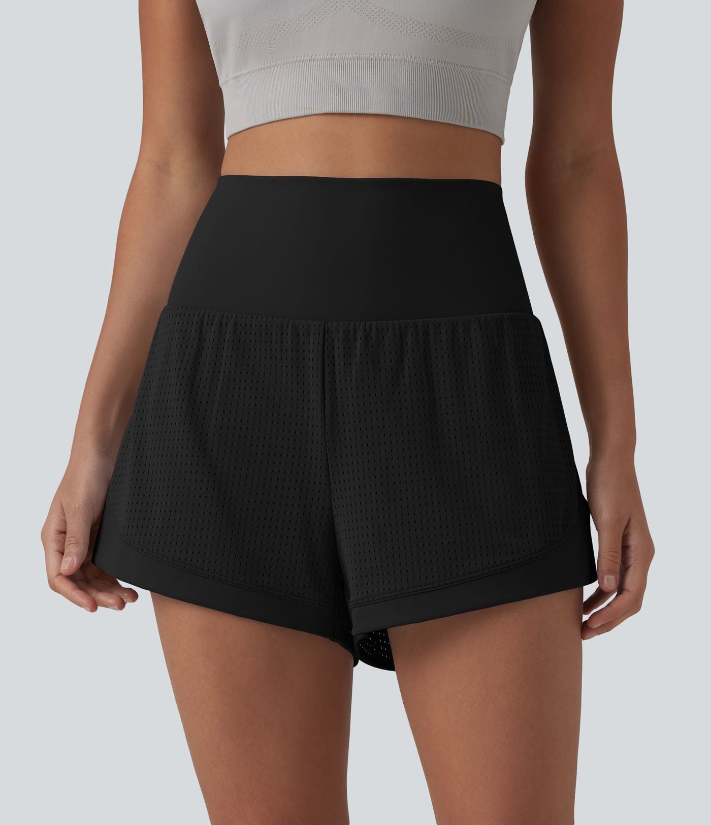 Short de yoga 2-en-1 gainant taille haute à œillets avec poche — 6,5 cm