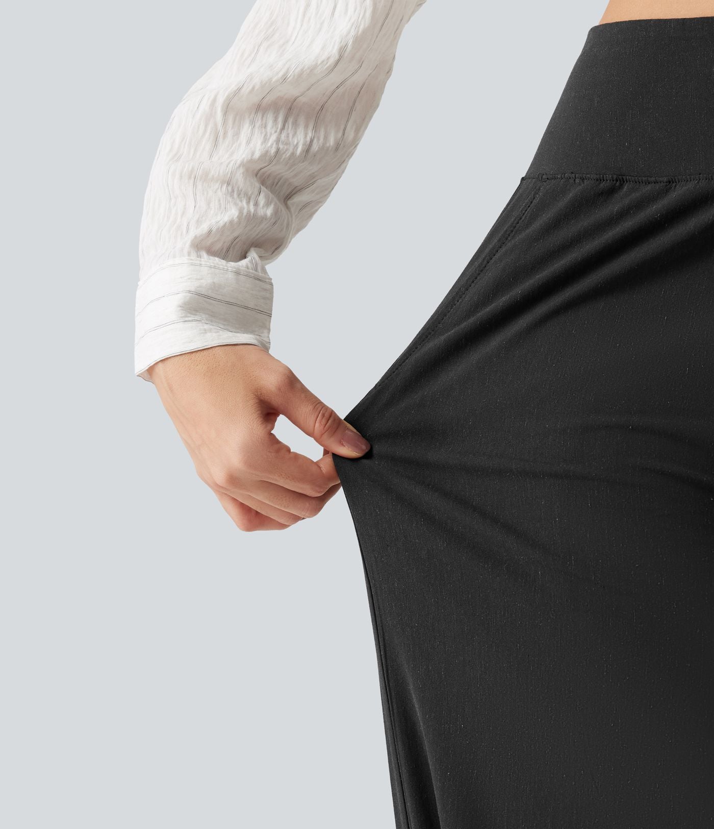 Pantalon de jogging taille haute en lin stretch avec poches