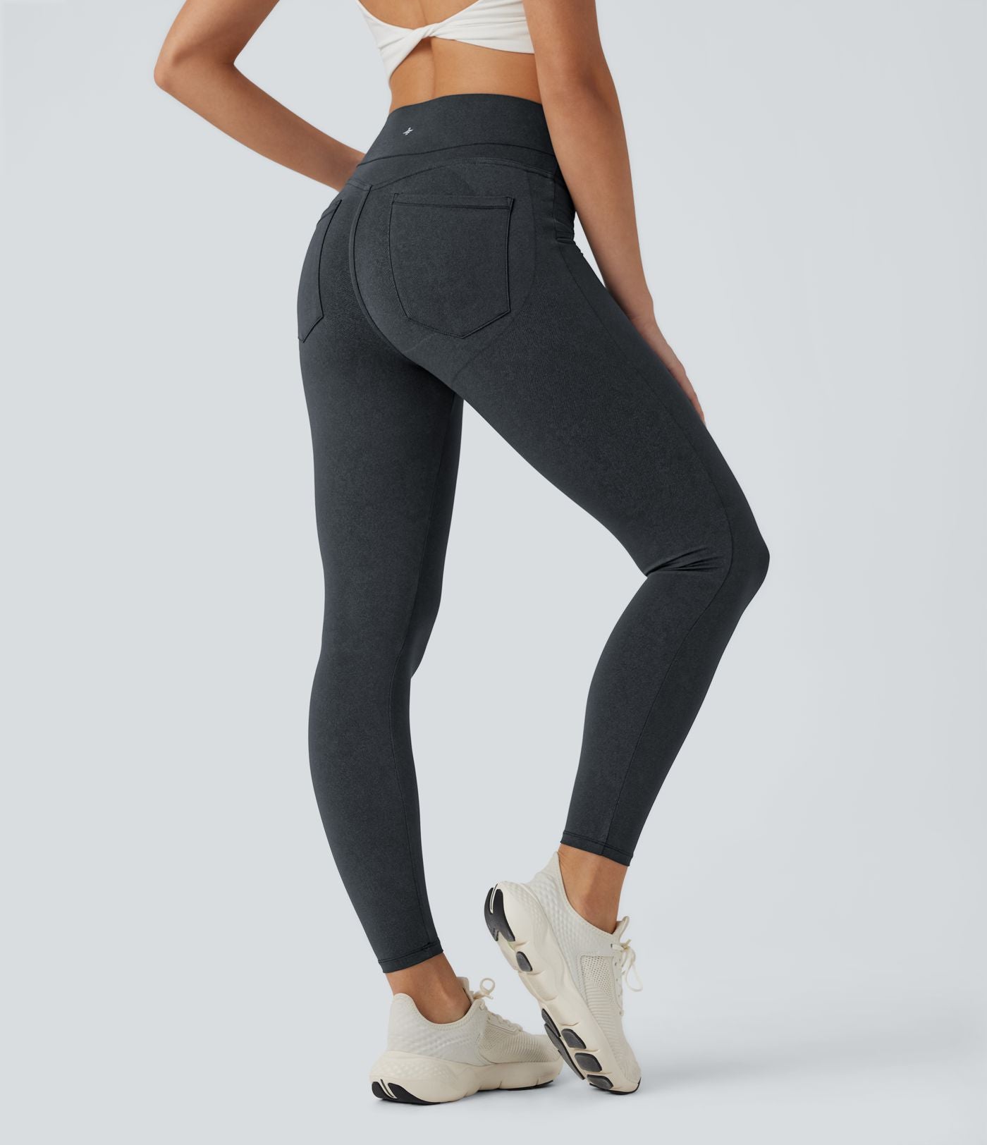 Legging de yoga gainant galbant taille haute imprimé denim avec poches Halara UltraSculpt™