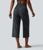 Halara UltraSculpt™ Pantalon de yoga court imprimé léopard ventre plat coupe droite taille haute avec poches