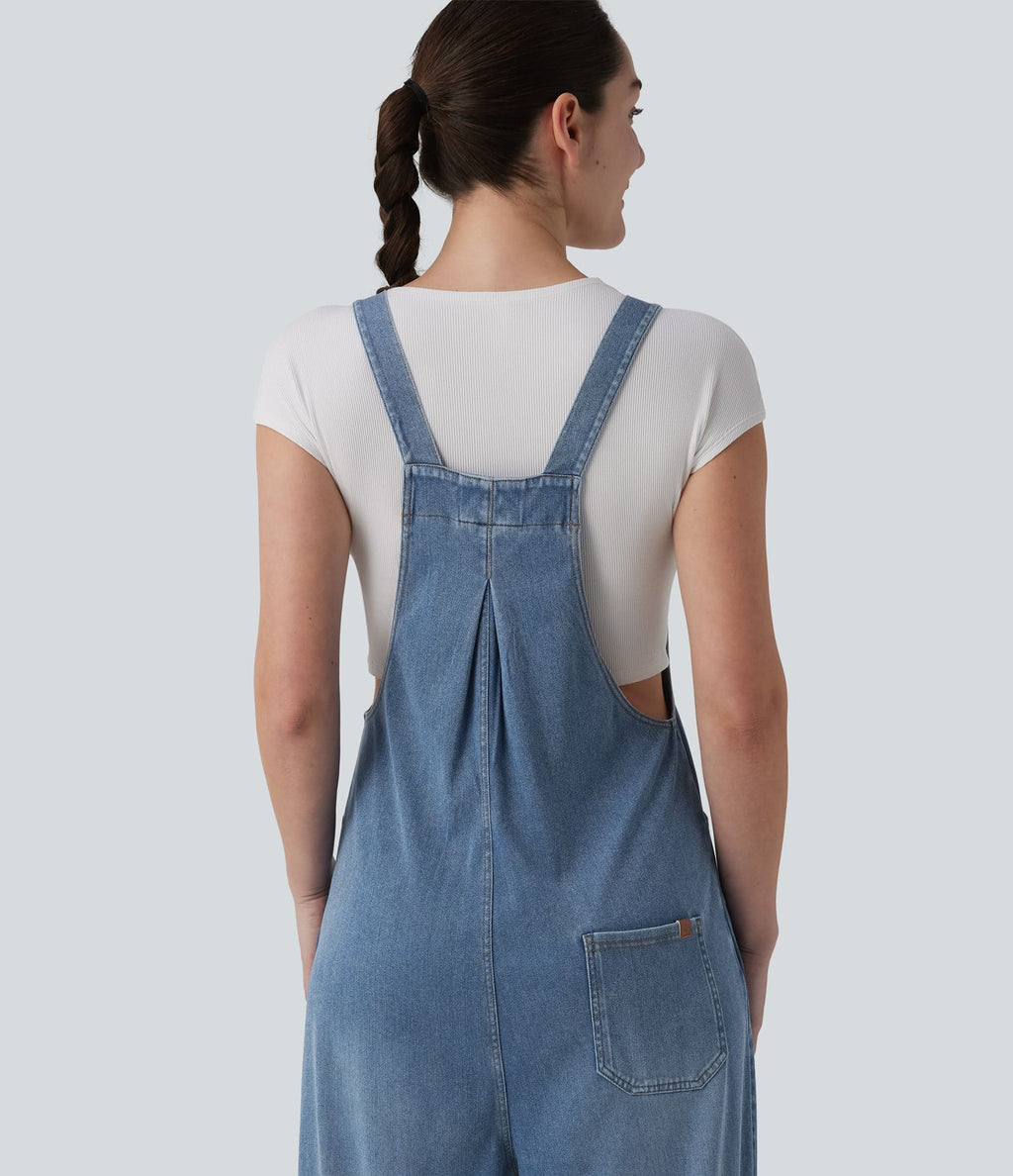 Halara Flex™ Salopette ample drapée en lyocell avec bretelles réglables et poches