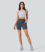 Short cycliste 12,5 cm d'entraînement gainant galbant taille haute avec effet scrunch et poches Halara UltraSculpt™