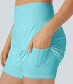 Short yoga 2-en-1 SoftlyZero™ Airy effet frais InstantCool taille très haute 12,5 cm avec poches, longueur allongée