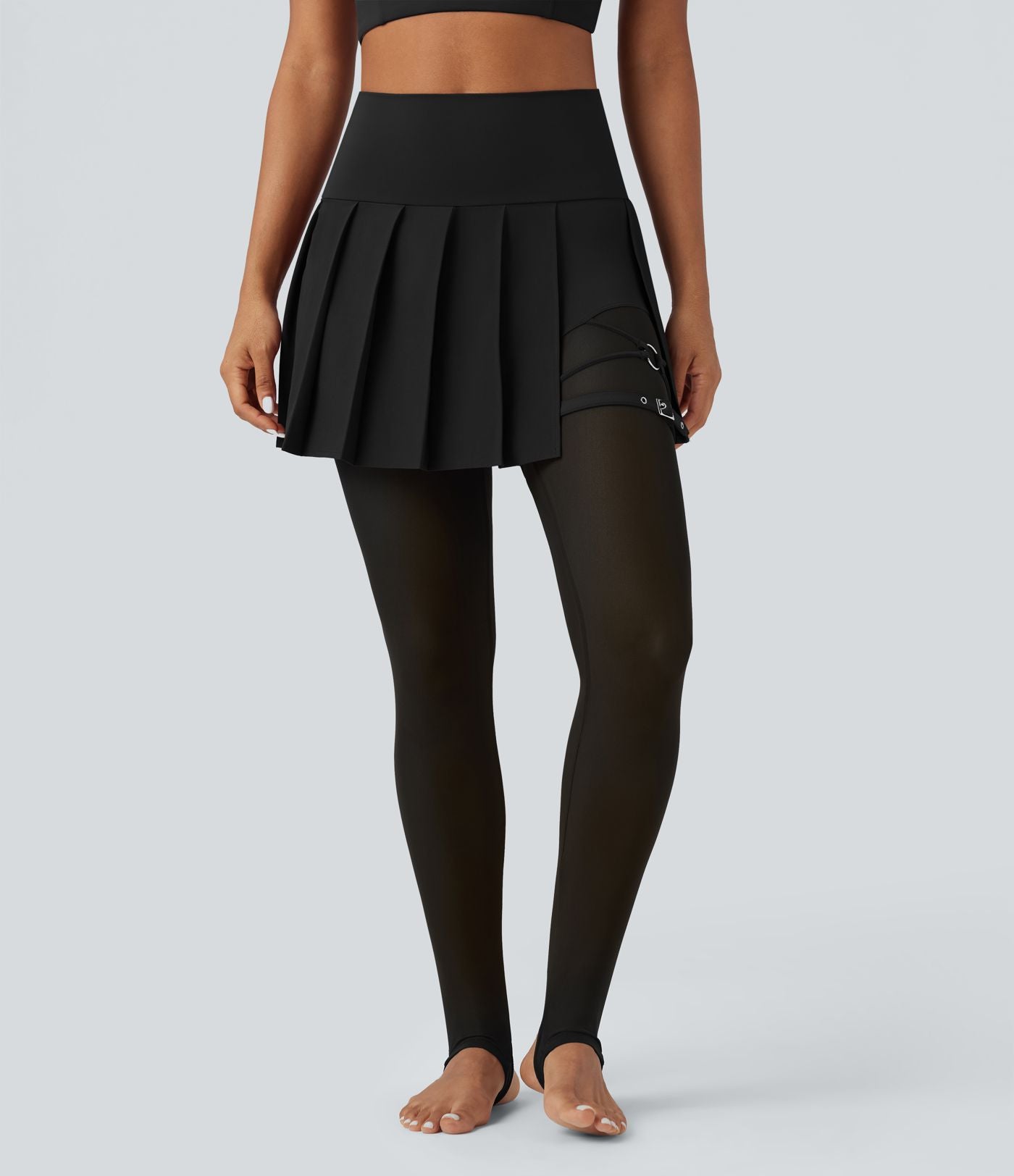 Legging à jupe étrier danse Breezeful™ 2-en-1 taille haute plissé résille contrastante séchage rapide avec poches