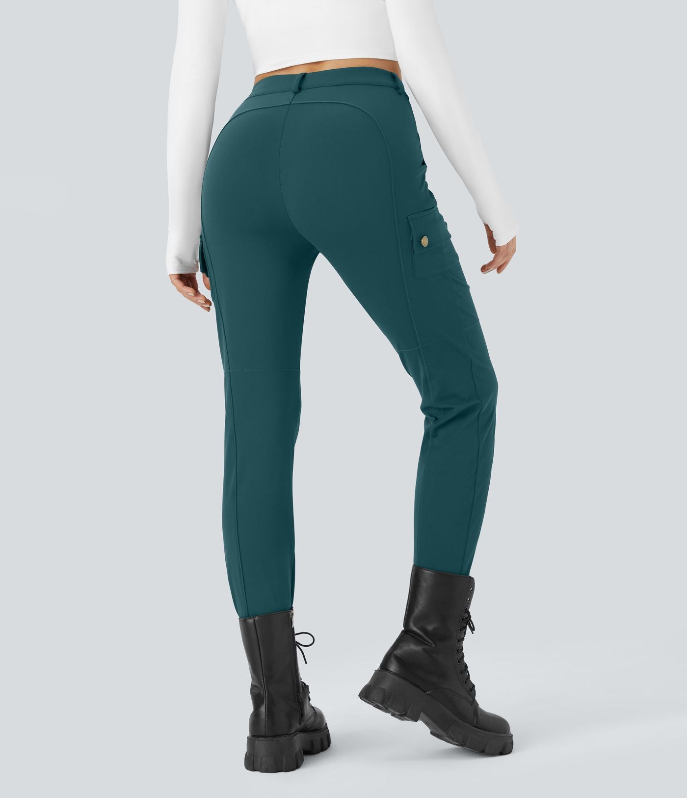 Pantalon cargo ajusté uni taille haute DayStretch avec poches zippées