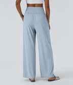 Pantalon large décontracté taille haute cordon de serrage poches latérales effet frais InstantCool