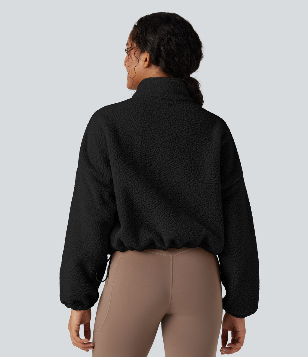 Veste d'entraînement polaire col montant fermeture éclair manches longues avec poches