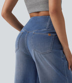 Halara Flex™ Jean large casual taille haute croisée ventre plat, avec poches