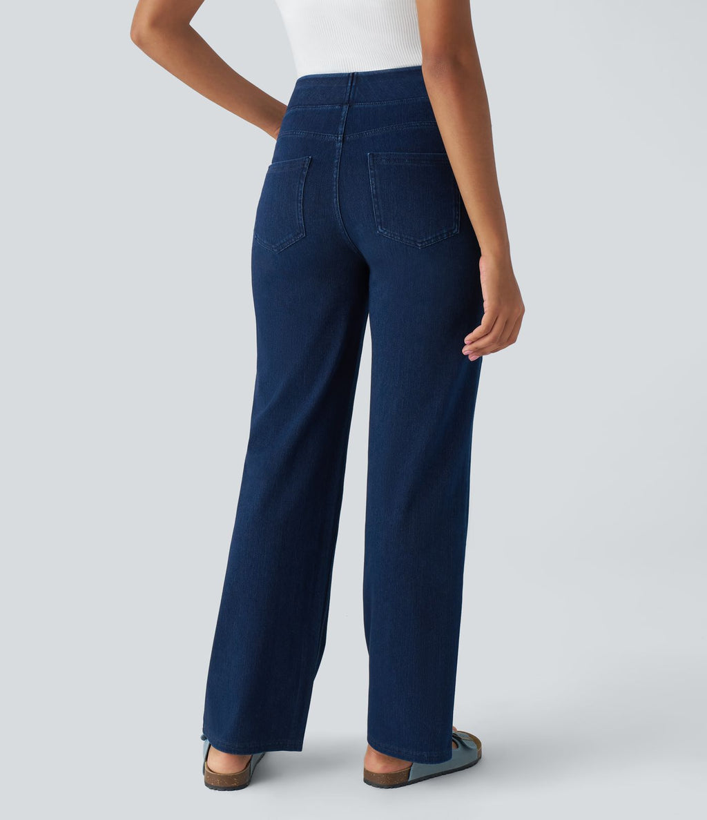 Halara Flex™ Jean Droites Travail en Maille Extensible Taille Haute Plusieurs Poches