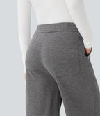 Pantalon tailleur droit taille haute avec poches