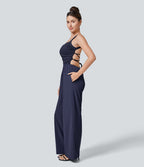 Breezeful™ Combinaison Casual Dos Nu Croisé avec Lacets et Poches Latérales à Séchage Rapide