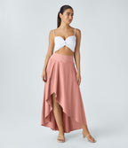 Jupe Longue Casual Breezeful™ Taille Haute à Volants 2en1 Fluide Sèchement Rapide Quotidien Maxi