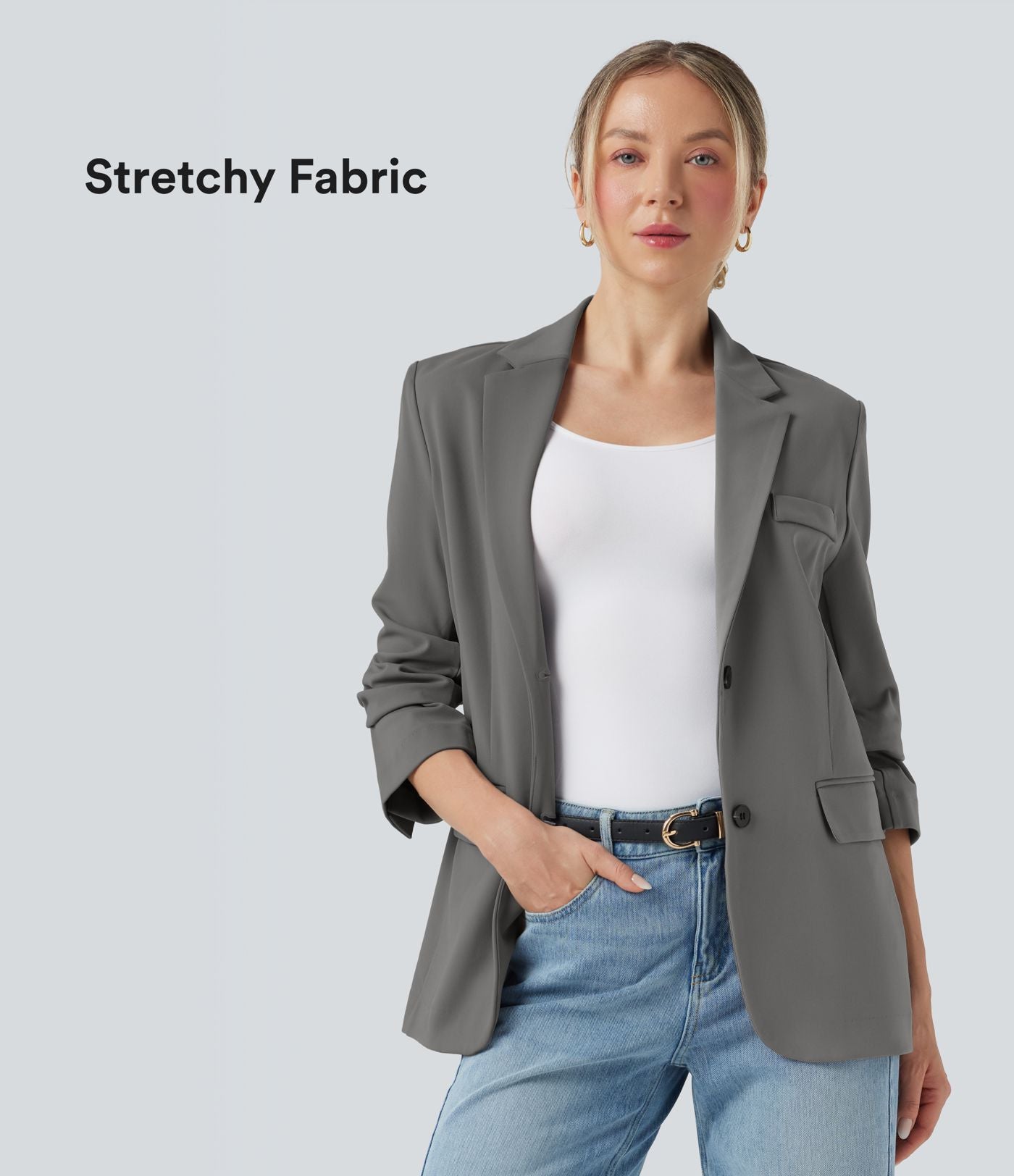Blazer de travail col cranté à manches longues DayStretch avec poches