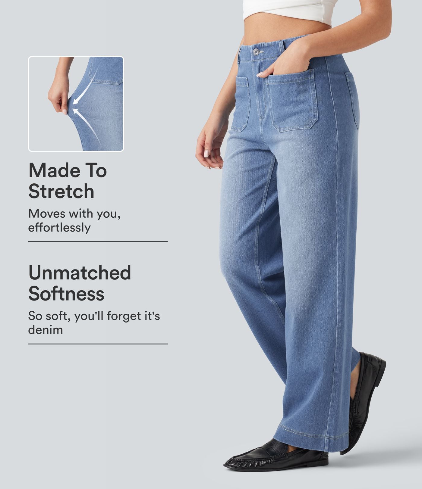 Jean décontracté taille haute à jambes droites Halara Flex™ avec poches