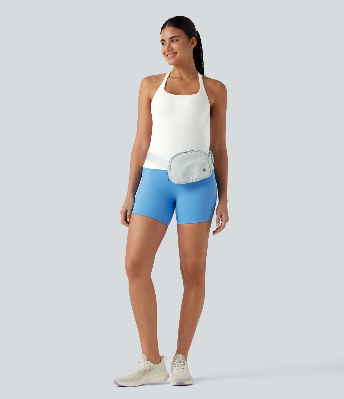 Débardeur de running croisé dos nu, brassière intégrée — version longue — bonnets A à D