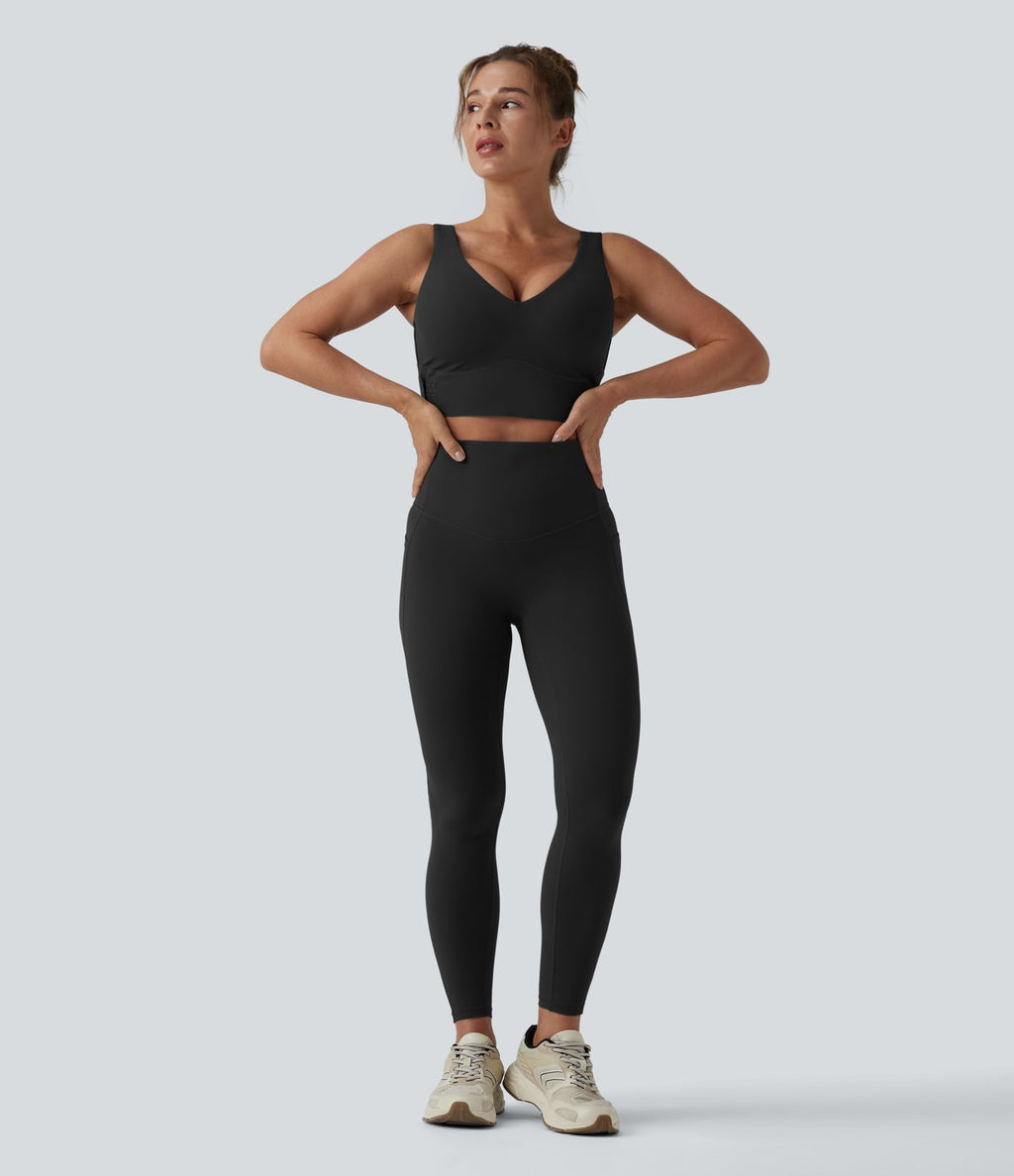 Brassière de sport d'entraînement Halara UltraSculpt™ maintien moyen col V push-up - Bonnets E-G