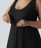 Robe de tennis 2-en-1 Halara UltraSculpt™ grande taille avec soutien-gorge intégré push-up et poches - Édition Easy Peasy