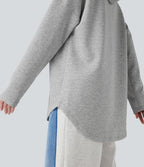 Sweat-shirt à capuche avec cordon de serrage à manches longues et ourlet arrondi avec poche