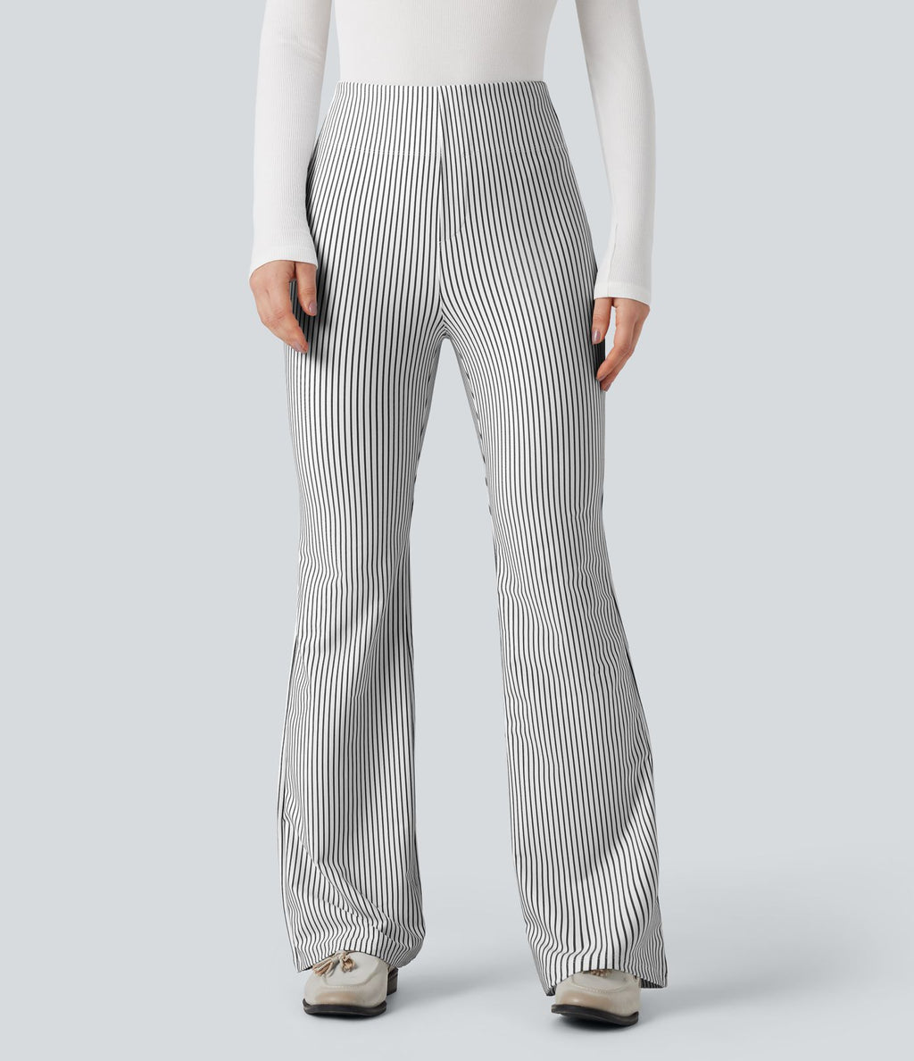 Pantalon de travail Halara Flex™ évasé à rayures, taille haute, avec poches