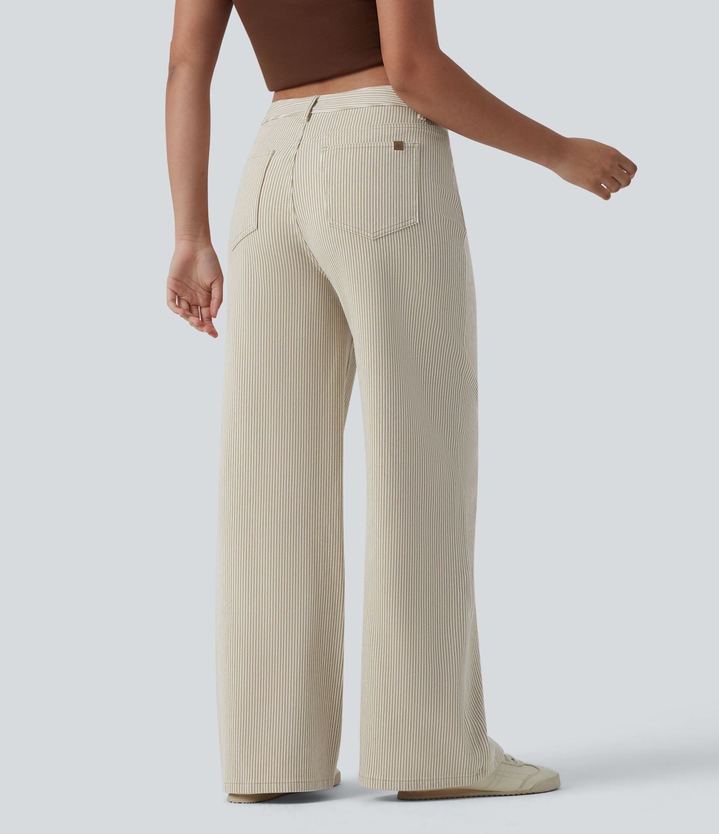 Jean ample Halara Flex™ asymétrique casual à rayures taille mi-haute avec poches