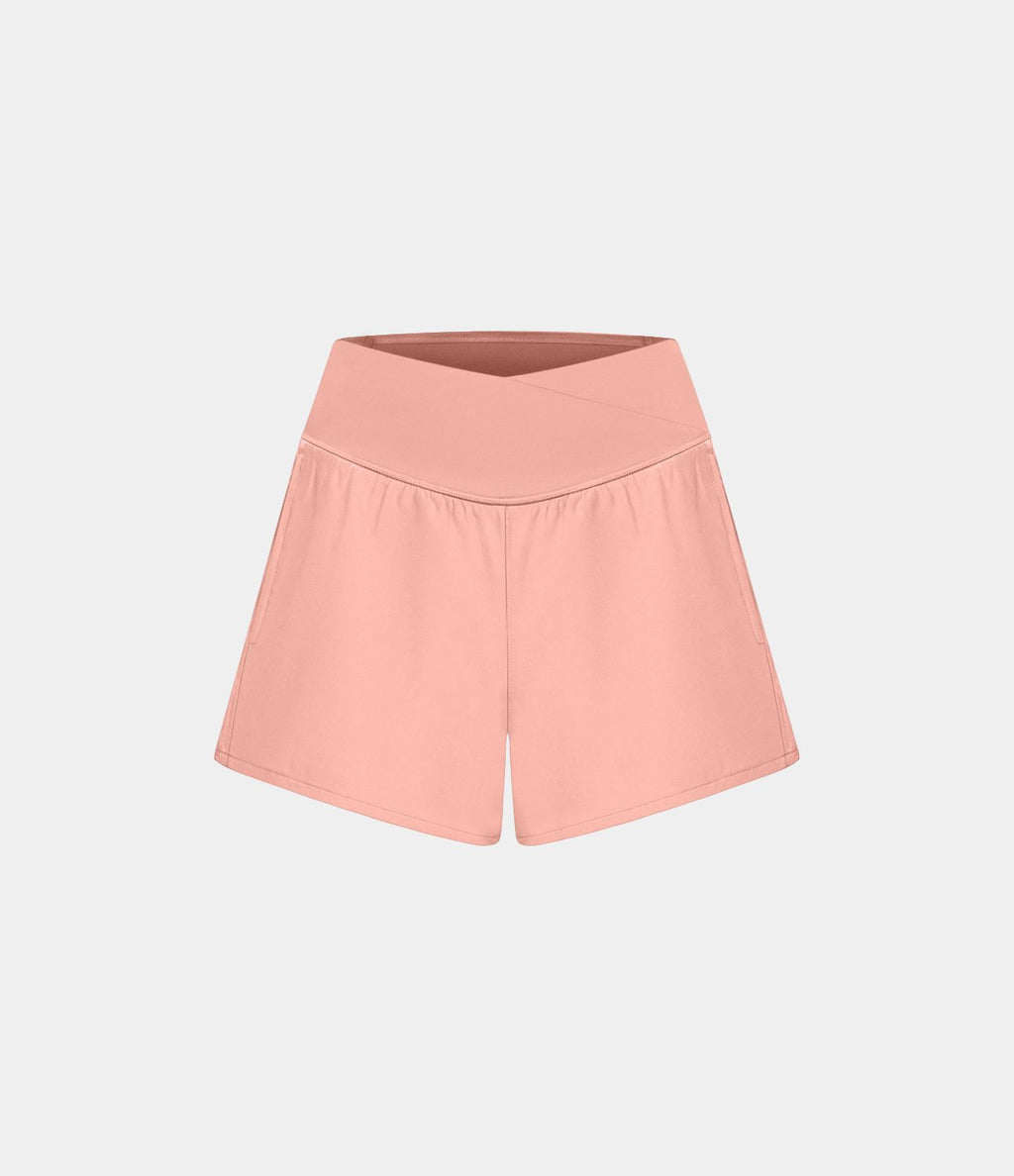 Breezeful™ Shorts 10cm Yoga Séchage Rapide 2 en 1 Taille Haute Poches Latérales Croisées