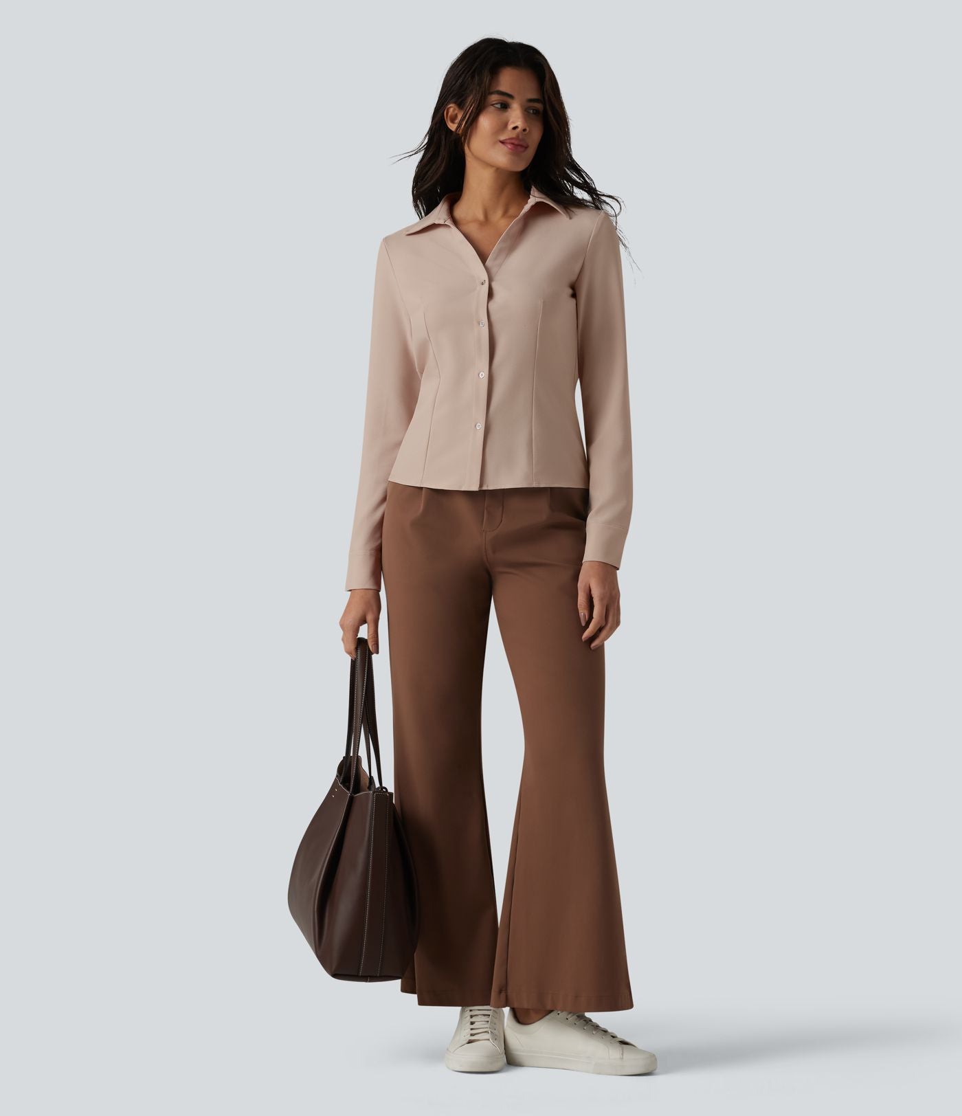 Chemise tailleur à col et manches longues avec braguette boutonnée