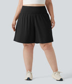 Short de yoga grande taille SoftlyZero™ Airy 2-en-1 taille très haute, à effet frais InstantCool, avec poches, 23 cm
