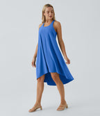 Robe décontractée mi-longue Breezeful™ dos nageur poche latérale fluide asymétrique séchage rapide A-C
