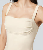 Softlyzero™ Plush Robe Sport Mini à Évasement avec Poches 2-en-1 Dos Nu - Édition Easy Peasy