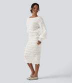 Robe pull midi casual col bateau à manches longues
