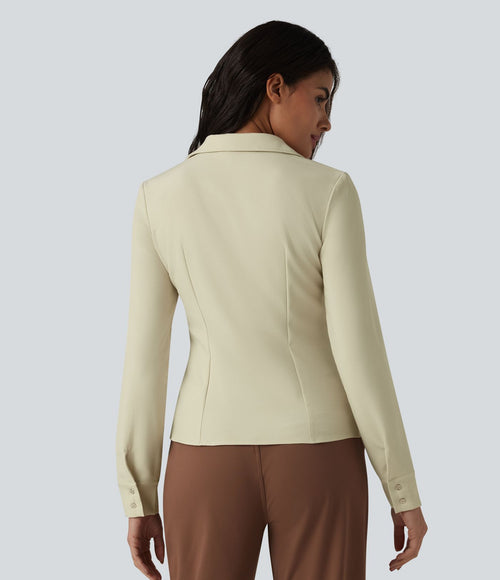 Chemise tailleur à col et manches longues avec braguette boutonnée