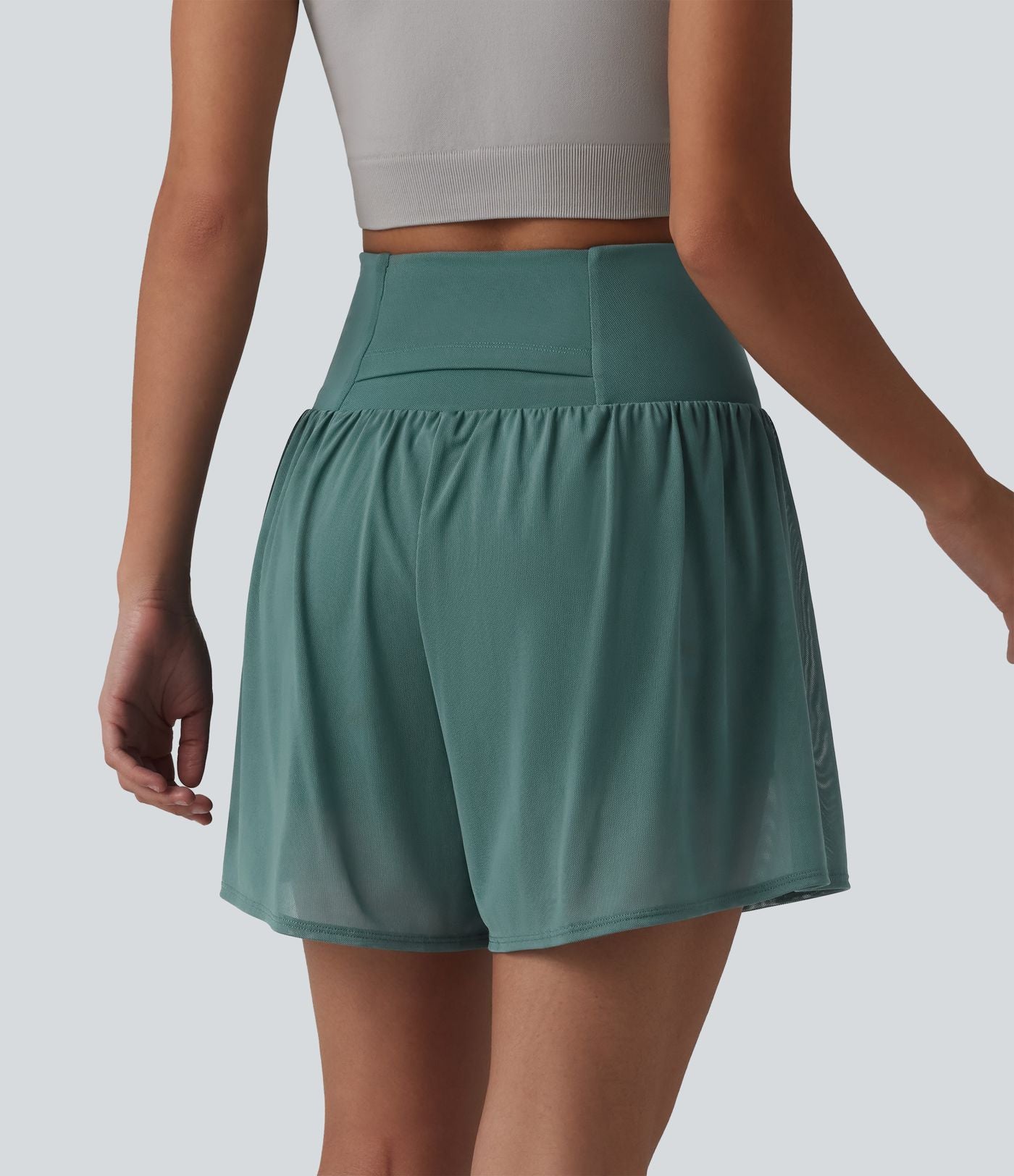 Short de yoga SoftlyZero™ Airy 2-en-1 taille haute avec empiècement mesh contrastant, à effet frais InstantCool et poches 12,5 cm