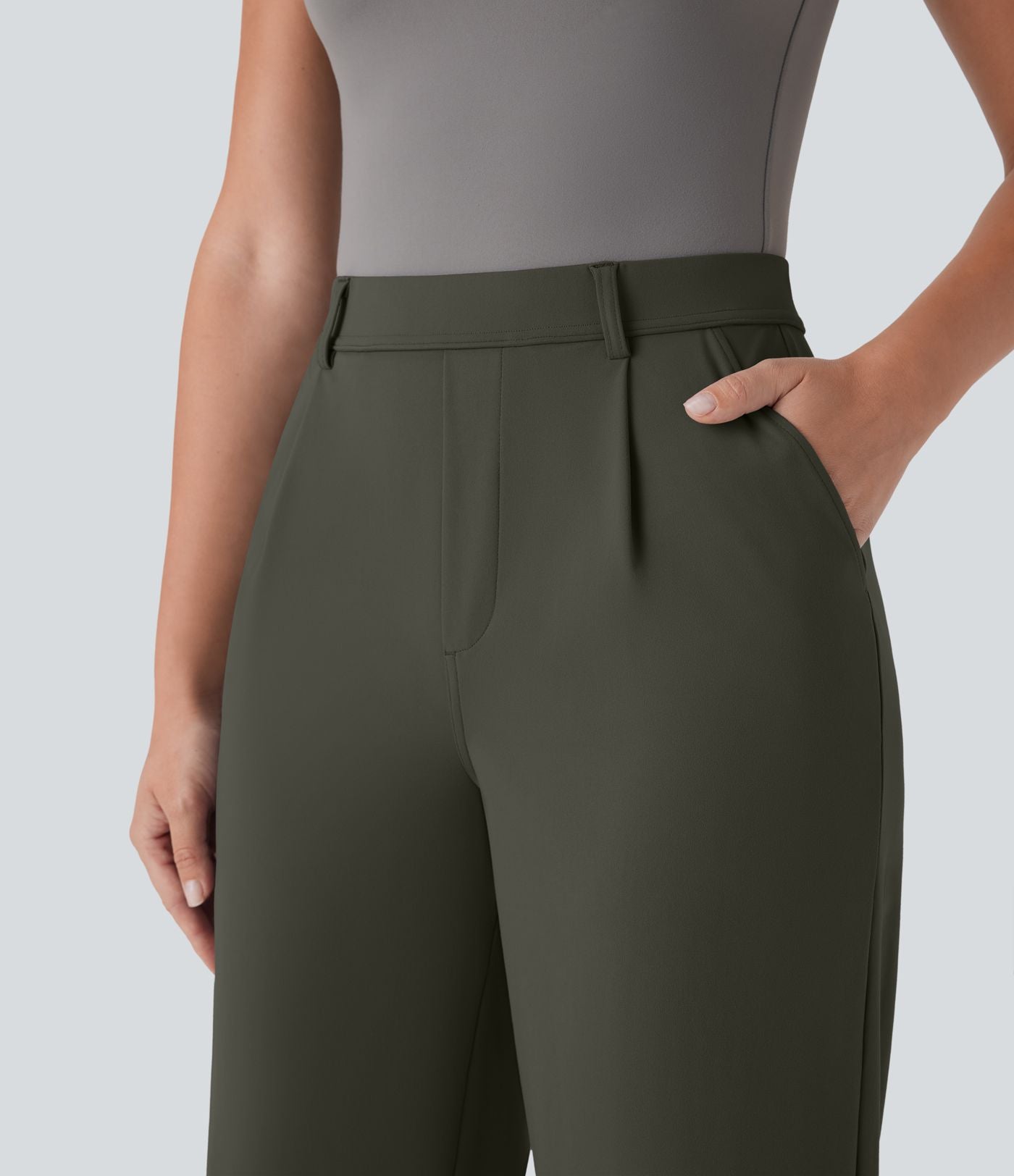 Pantalon capri de travail coupe droite taille haute Halara Flex™ DayStretch avec poches latérales