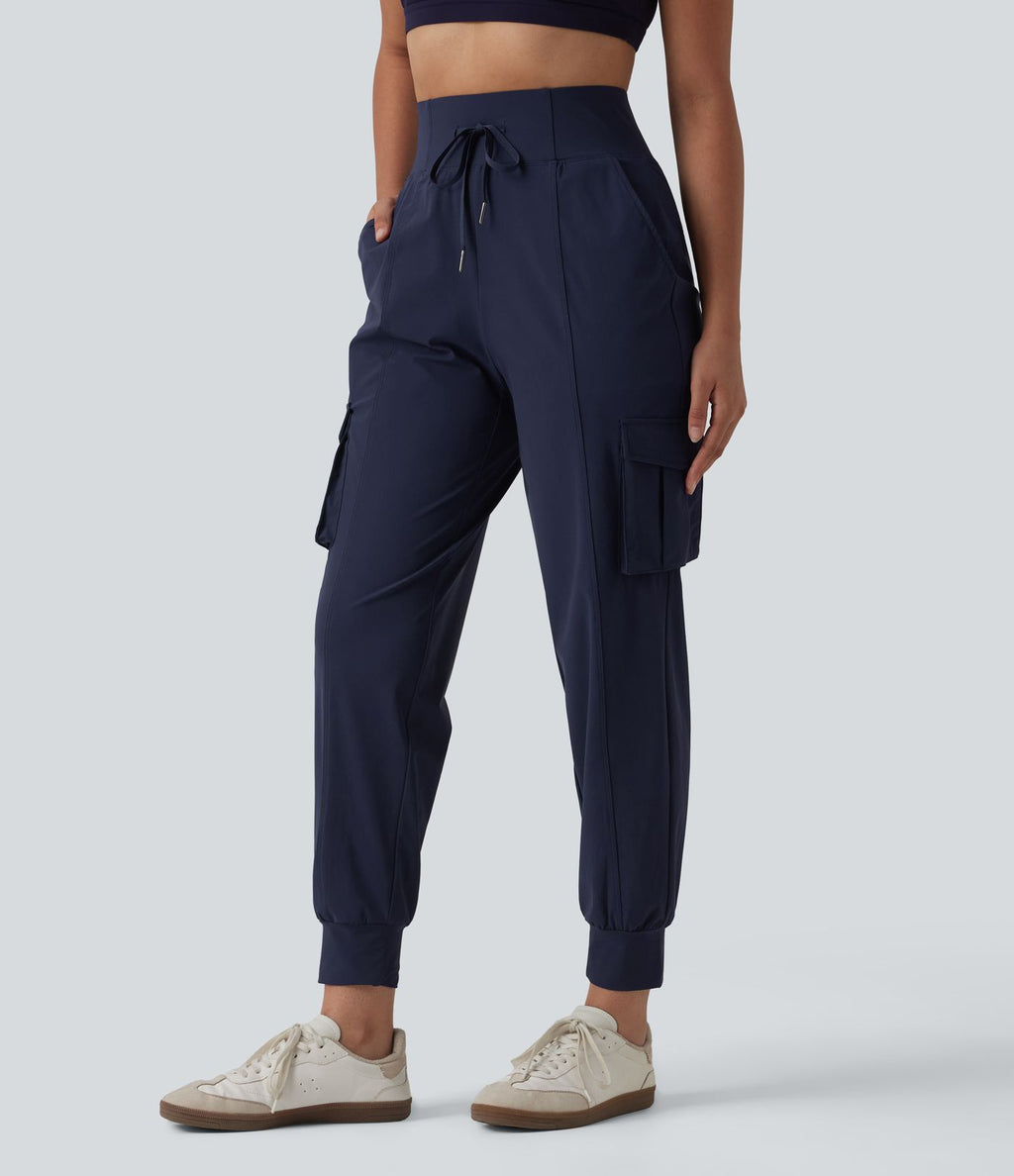Jogging cargo décontracté à séchage rapide effet frais InstantCool taille haute avec cordon de serrage et poches, protection solaire UPF40+