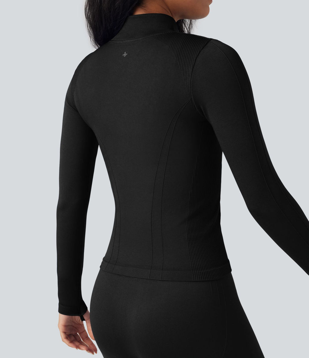 Veste yoga col montant à manches longues avec passants pouces sans couture OneForm Seamless Flow