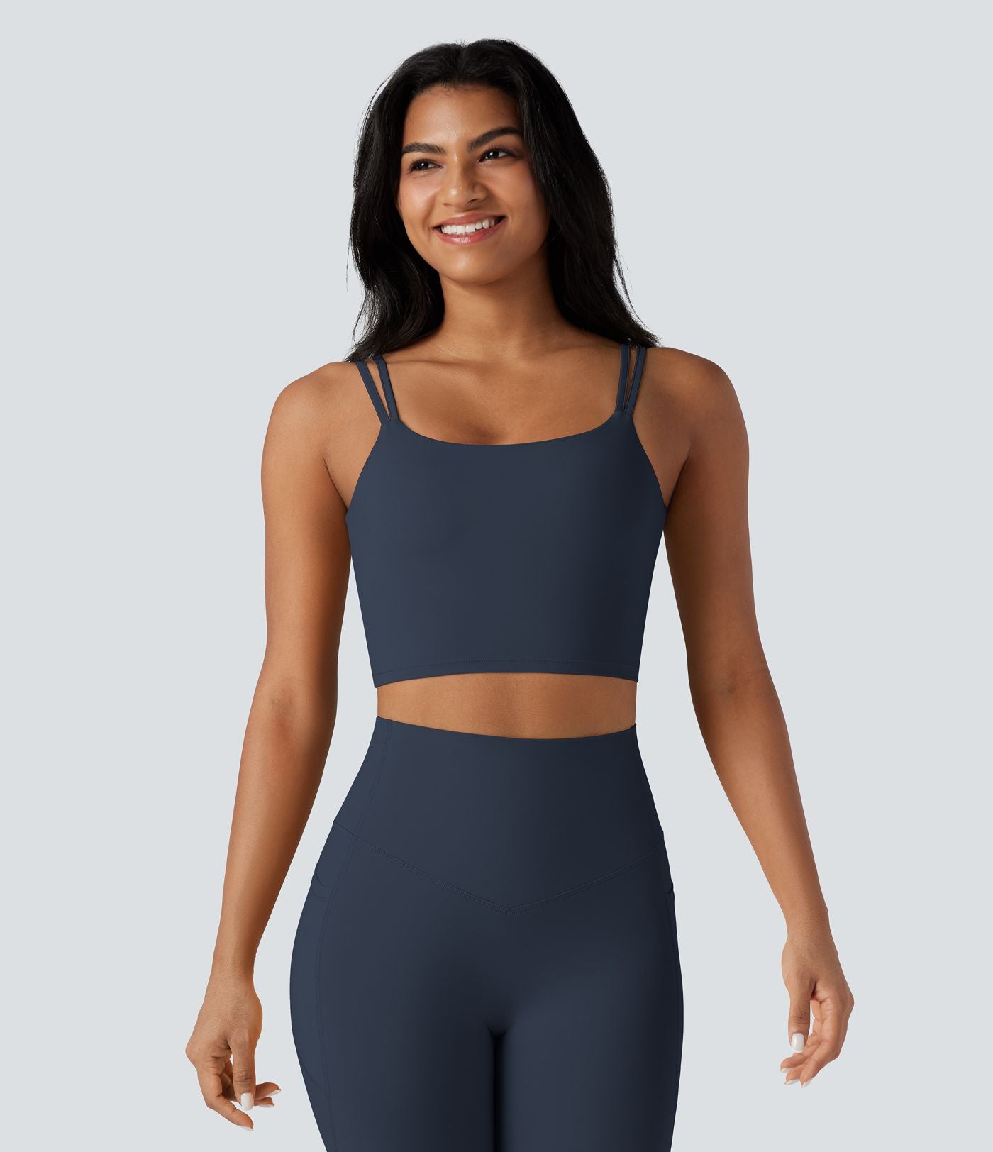 Débardeur yoga court Halara UltraSculpt™ double bretelles torsadé dos nu