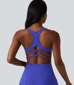 SoftlyZero™ Plush Robe sport mini de yoga 2-en-1 dos nageur croisé dos nu avec soutien-gorge intégré et poches - Easy Peasy