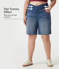 Short baggy grande taille en jean Halara Flex™ Denim taille haute croisée, effet ventre plat, avec poches