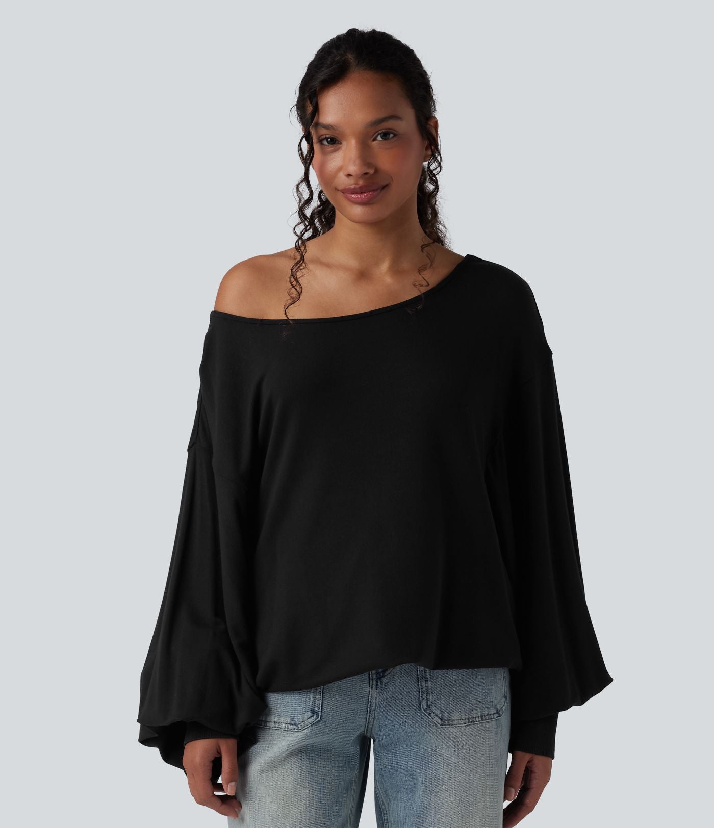 Sweat-shirt col bateau manches longues