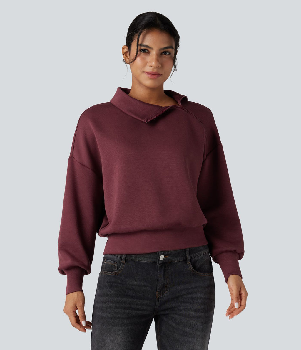Sweat-shirt oversize SpacerTek™ col tunnel et demi-fermeture éclair