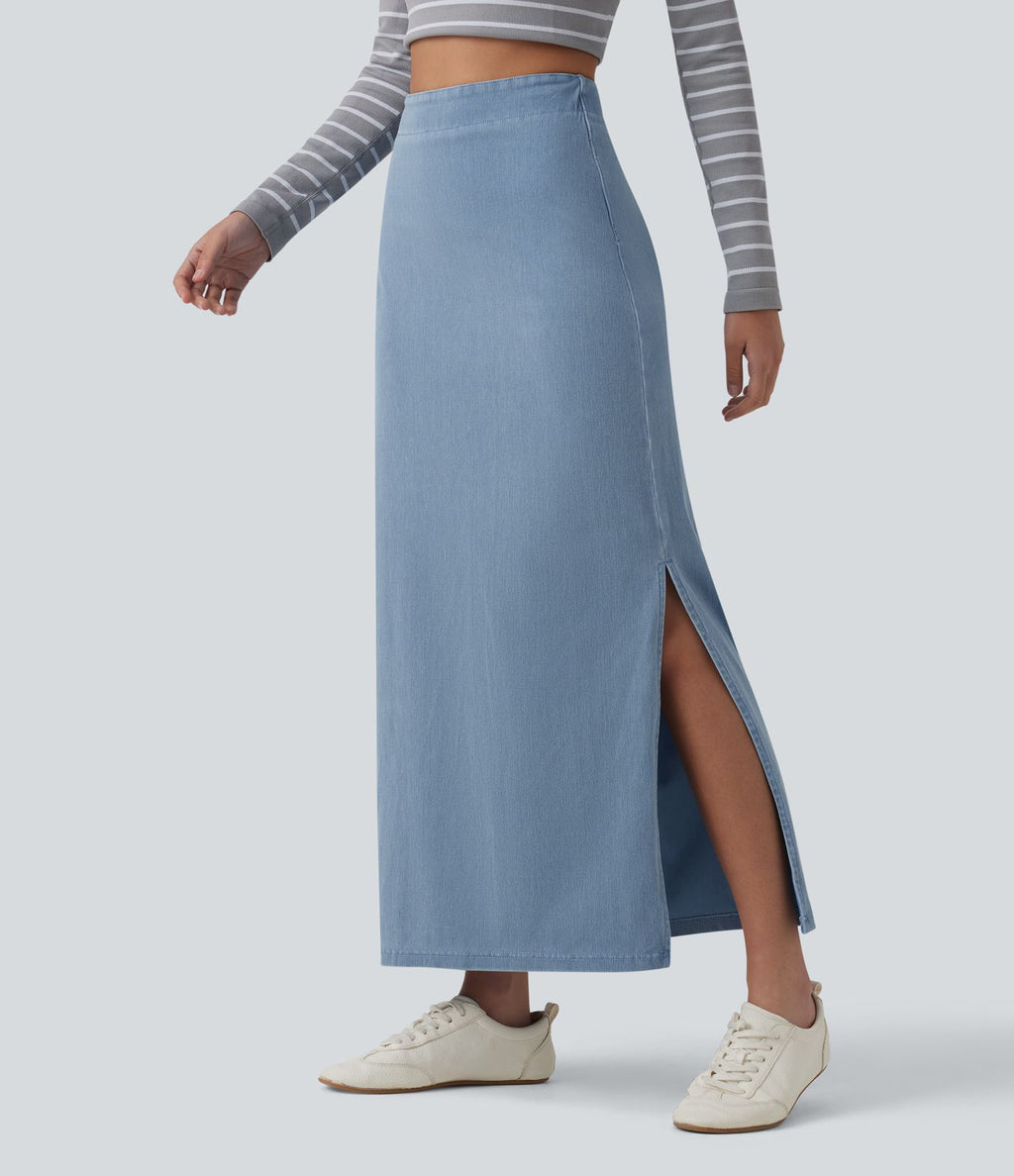 Halara Flex™ Jupe maxi casual en jean taille haute gainante