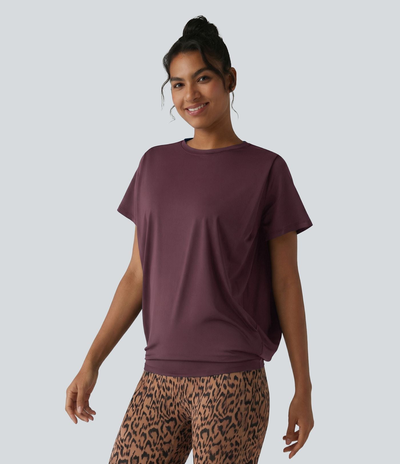 Haut de sport col rond manches courtes effet frais InstantCool avec fronces, protection solaire UPF50+