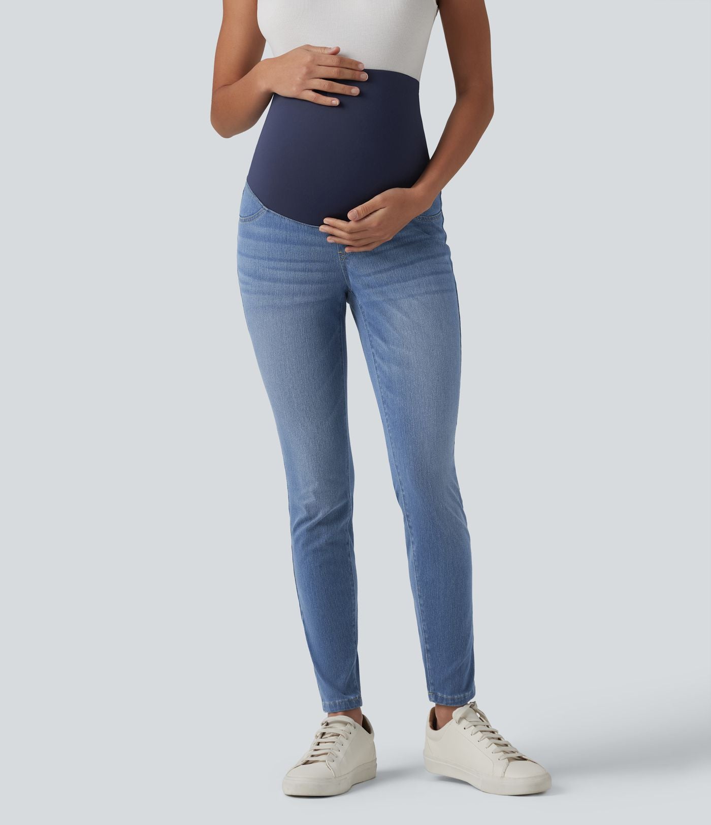 Halara Flex™ Jean skinny de maternité 7/8 taille super haute avec poches