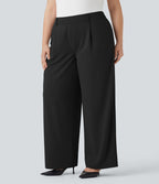 Pantalon tailleur grande taille Halara Flex™ crêpe taille haute jambe droite avec poches