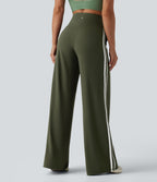 Pantalon ample yoga Halara UltraSculpt™ taille haute gainant à rayures color block avec poches