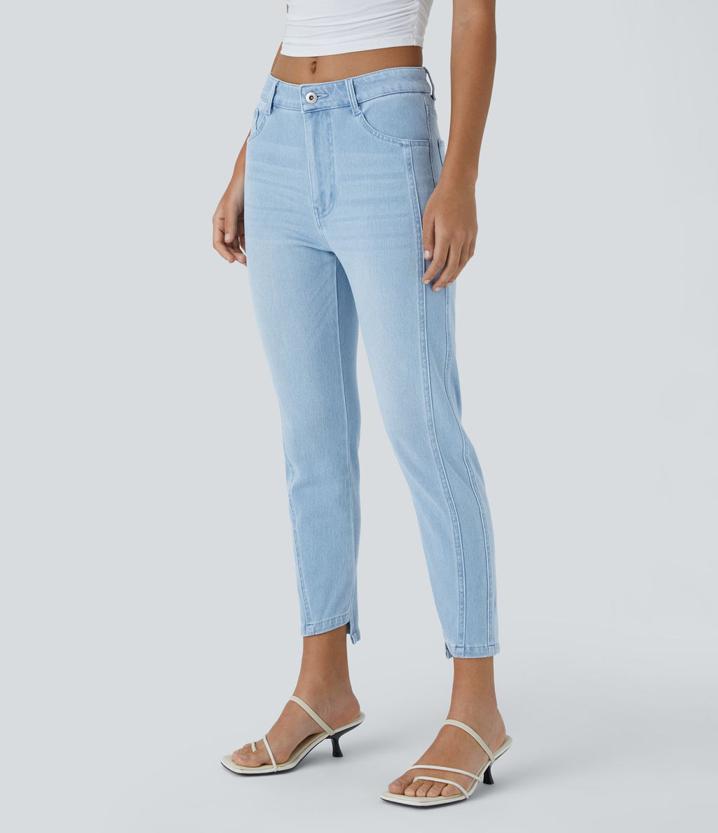 Jean skinny 7/8 décontracté taille basse Halara Flex™ avec poches zippées